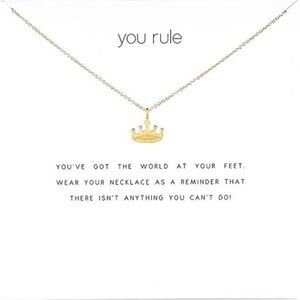 Dogeared Good Vibes Only, Gold Crown Pendent Necklace  - NEW